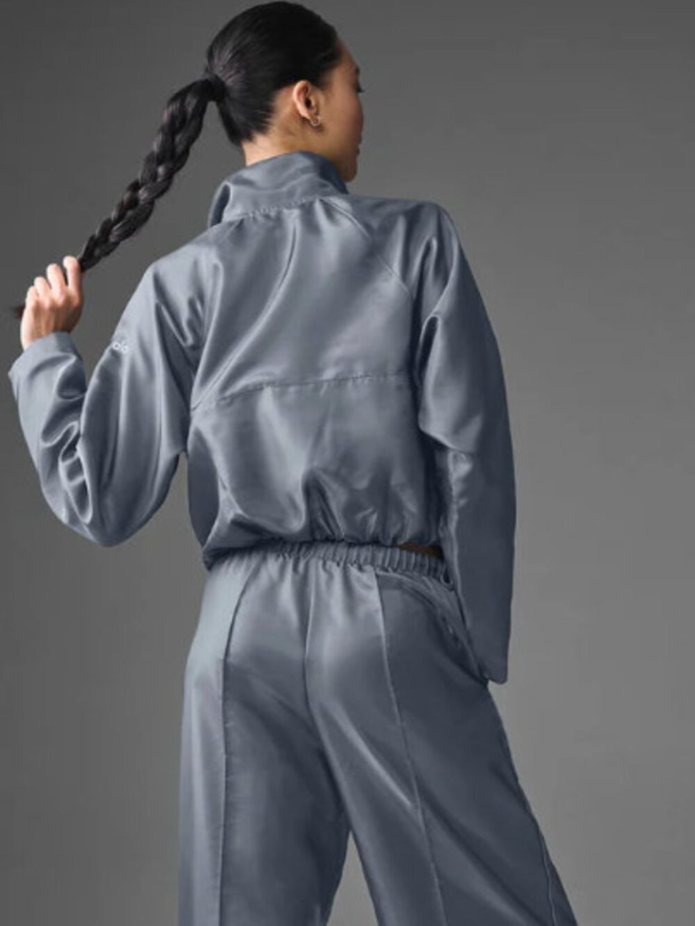 Alo Yoga Cropped Afterglow Pullover Steel Grey Size L
